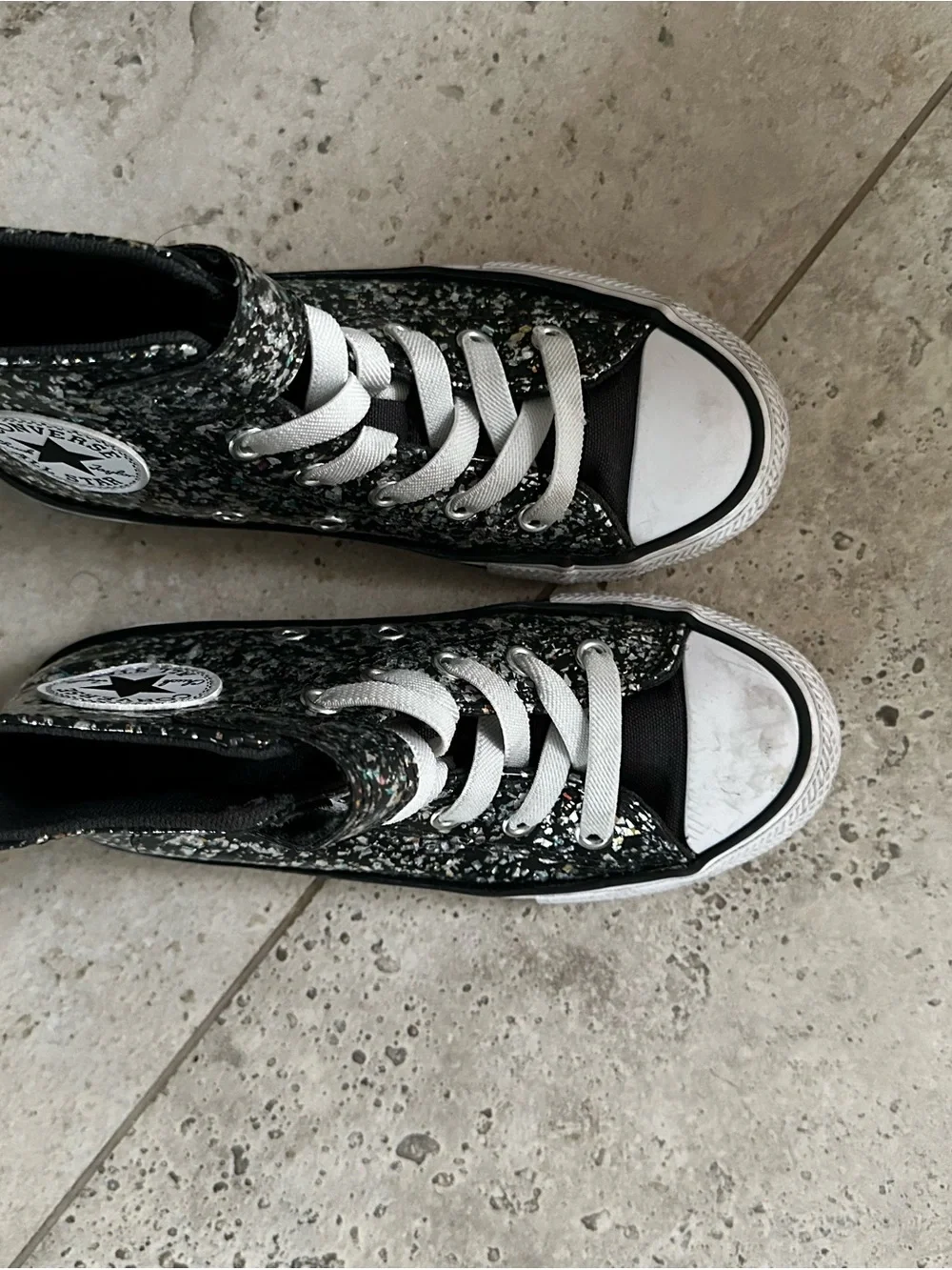 Converse Kids Black Multi-Glitter High Top Sneakers